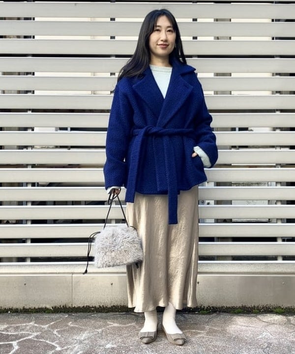 りえさんの「BEAMS WOMEN｜フェイクファー ポーチバッグ」を使ったコーディネート