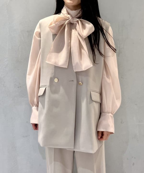 五十峯 さよさんの「BEAMS WOMEN｜オーガンジー リボンブラウス」を使ったコーディネート