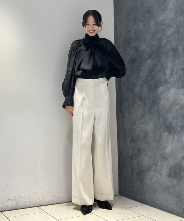 nodokaさんの「BEAMS WOMEN｜オーガンジー リボンブラウス」を使ったコーディネート