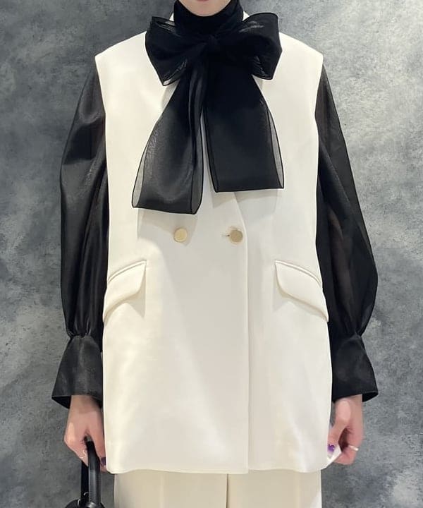 nodokaさんの「BEAMS WOMEN｜オーガンジー リボンブラウス」を使ったコーディネート