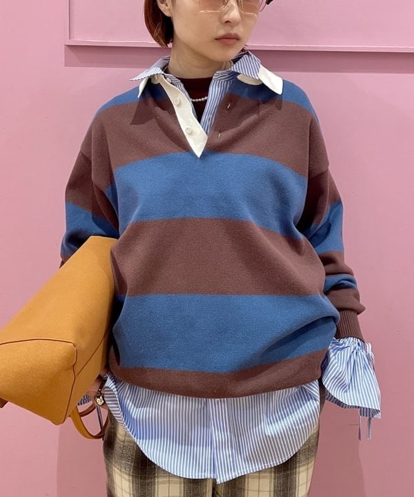 水野 萌香さんの「BEAMS WOMEN｜アーム リボン レギュラーカラー シャツ」を使ったコーディネート