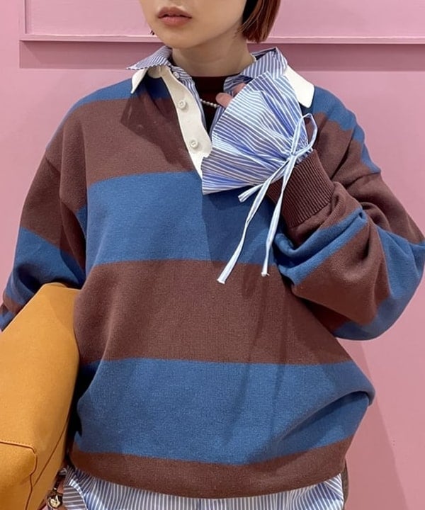 水野 萌香さんの「BEAMS WOMEN｜アーム リボン レギュラーカラー シャツ」を使ったコーディネート