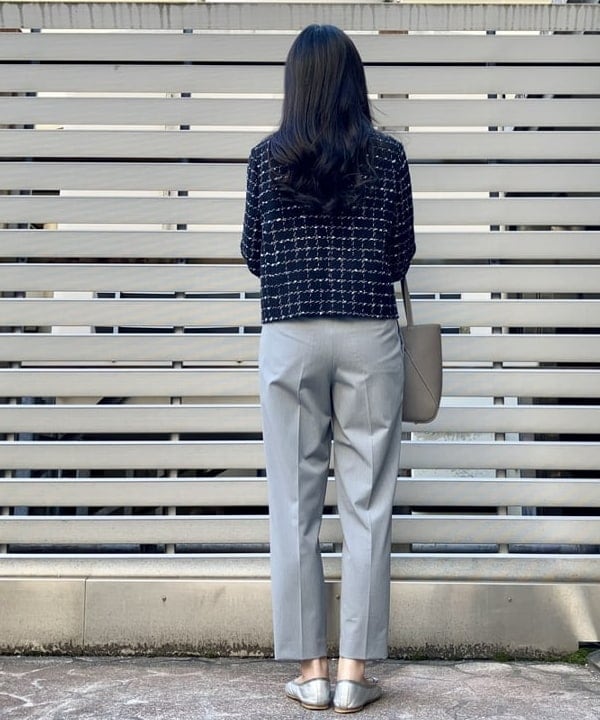 りえさんの「BEAMS WOMEN｜ツイード ノーカラー ジャケット」を使ったコーディネート