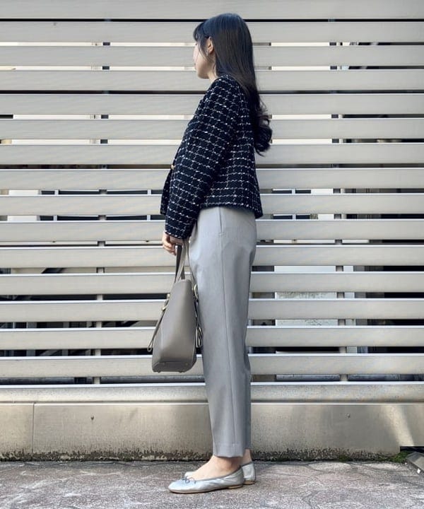 りえさんの「BEAMS WOMEN｜ツイード ノーカラー ジャケット」を使ったコーディネート