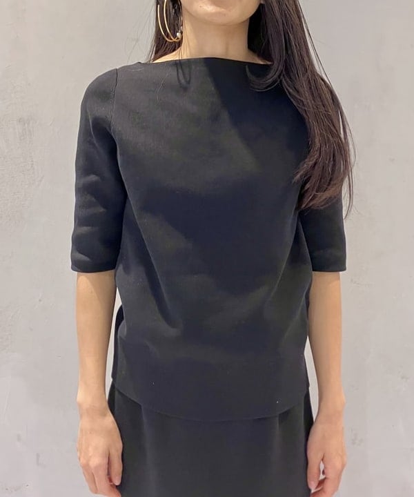 五十峯 さよさんの「BEAMS WOMEN｜シンプル ボートネックニット .M」を使ったコーディネート