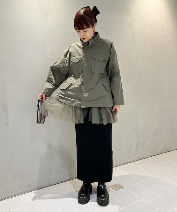 りかちょび/岸本梨佳さんの「BEAMS WOMEN｜ボーダー ポーチ」を使ったコーディネート