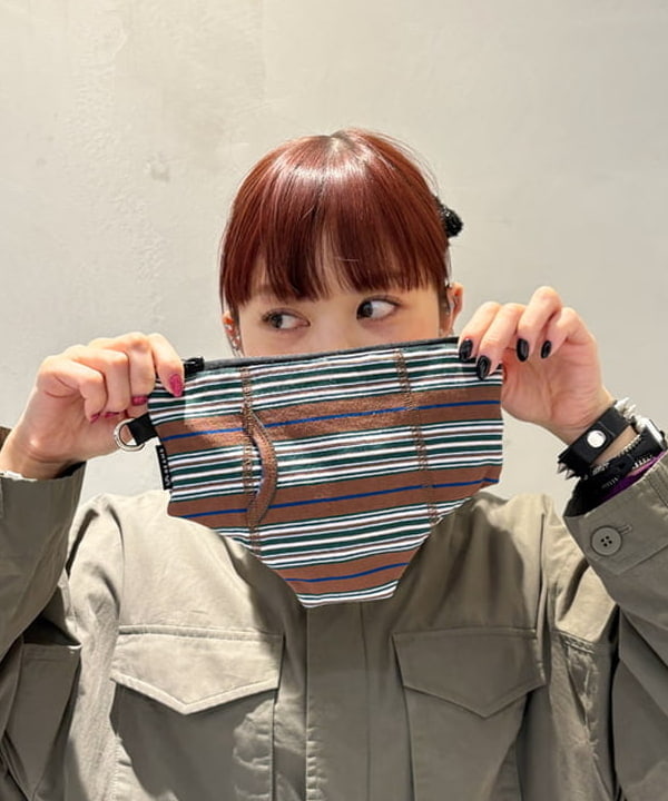 りかちょび/岸本梨佳さんの「BEAMS WOMEN｜ボーダー ポーチ」を使ったコーディネート