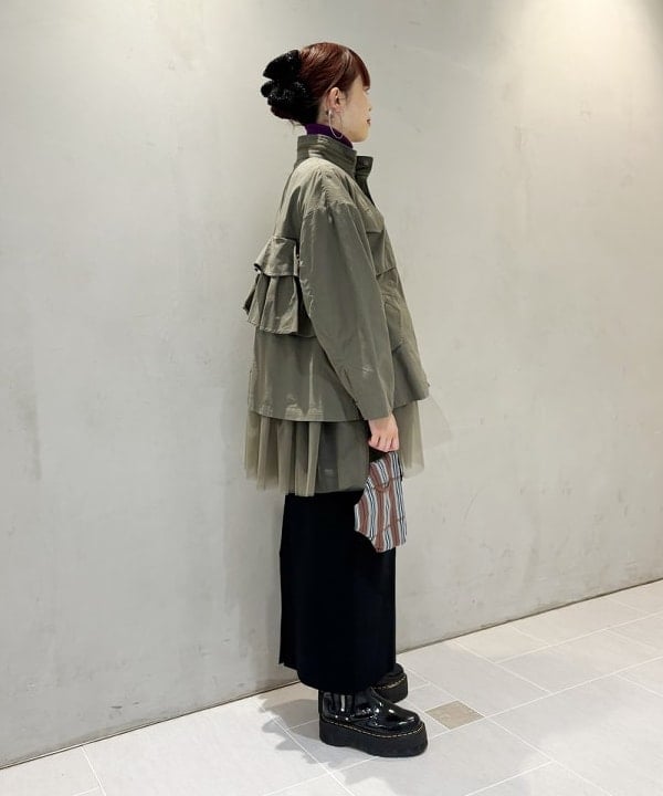 りかちょび/岸本梨佳さんの「BEAMS WOMEN｜ボーダー ポーチ」を使ったコーディネート
