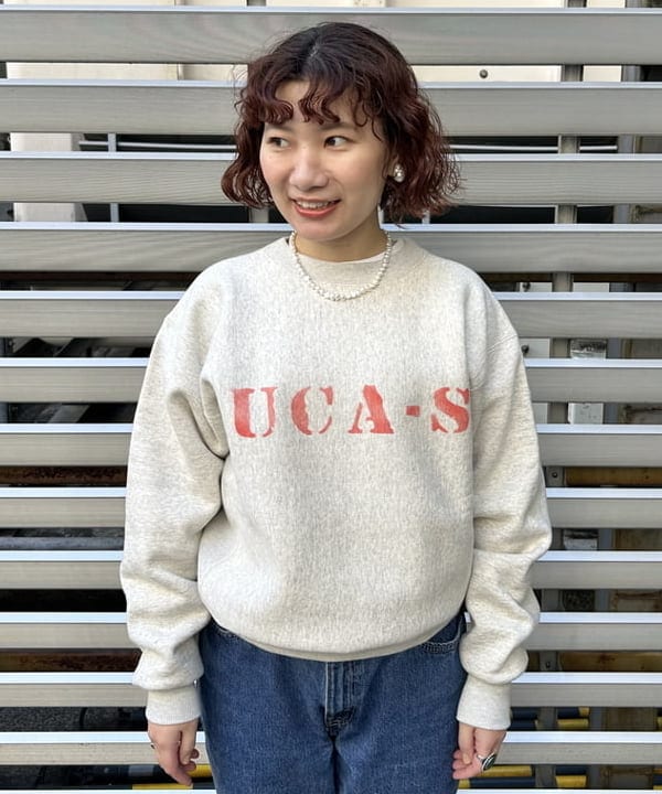 まつむさんの「BEAMS WOMEN｜Champion / ロゴ リバースウィーブ(R) クルーネック スウェットシャツ」を使ったコーディネート