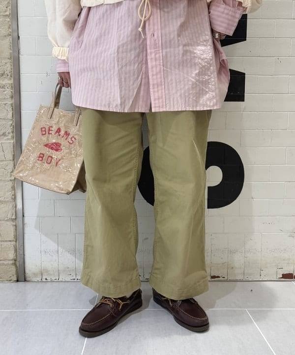 kawaiさんの「BEAMS WOMEN｜ドビー ストライプ ビッグ ボタンダウン シャツ」を使ったコーディネート