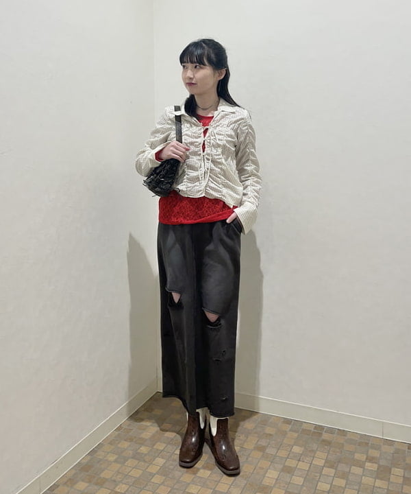 加歩さんの「BEAMS WOMEN｜ストライプ シャーリング ブラウス」を使ったコーディネート