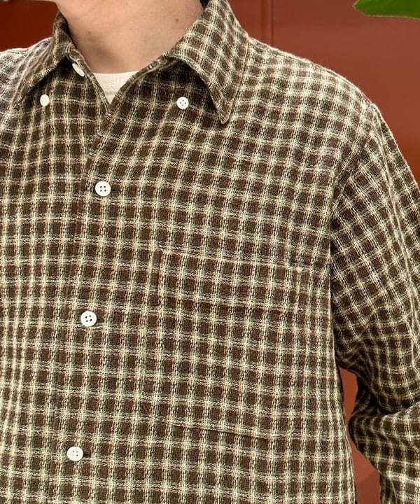 戸次 裕星さんの「BEAMS WOMEN｜ダブルフェイス チェック オープンカラー ボタンダウン シャツ」を使ったコーディネート