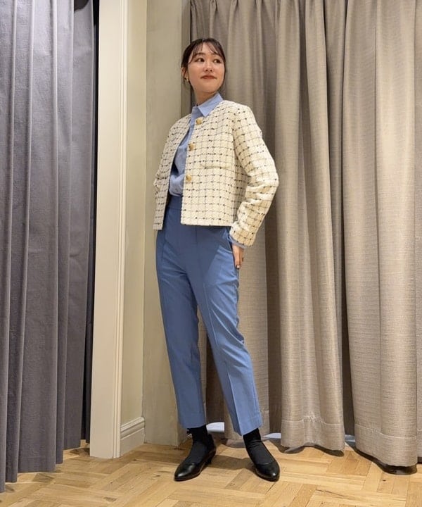YUIさんの「BEAMS WOMEN｜ツイード ノーカラー ジャケット」を使ったコーディネート