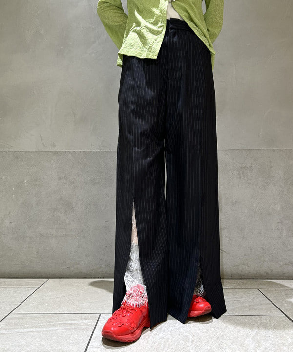 ササキさんの「BEAMS WOMEN｜スリット レース ワイド パンツ」を使ったコーディネート