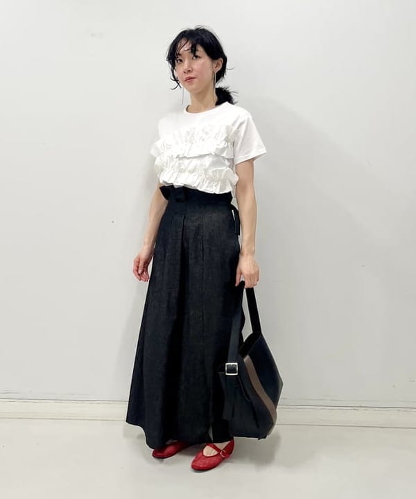 kigoさんの「BEAMS WOMEN｜RBS / ギャザー フリル Tシャツ」を使ったコーディネート