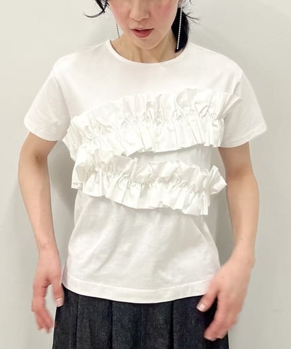 kigoさんの「BEAMS WOMEN｜RBS / ギャザー フリル Tシャツ」を使ったコーディネート