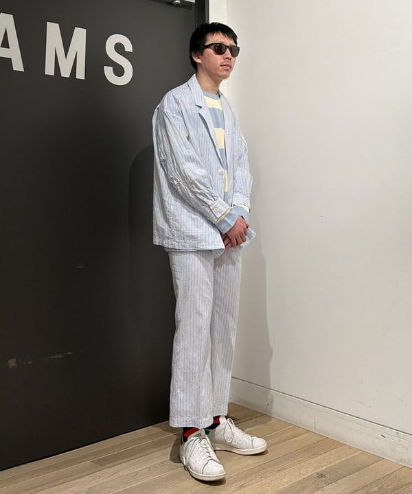 及川 晃さんの「BEAMS WOMEN｜ストライプ チェック ビッグ ジャケット」を使ったコーディネート