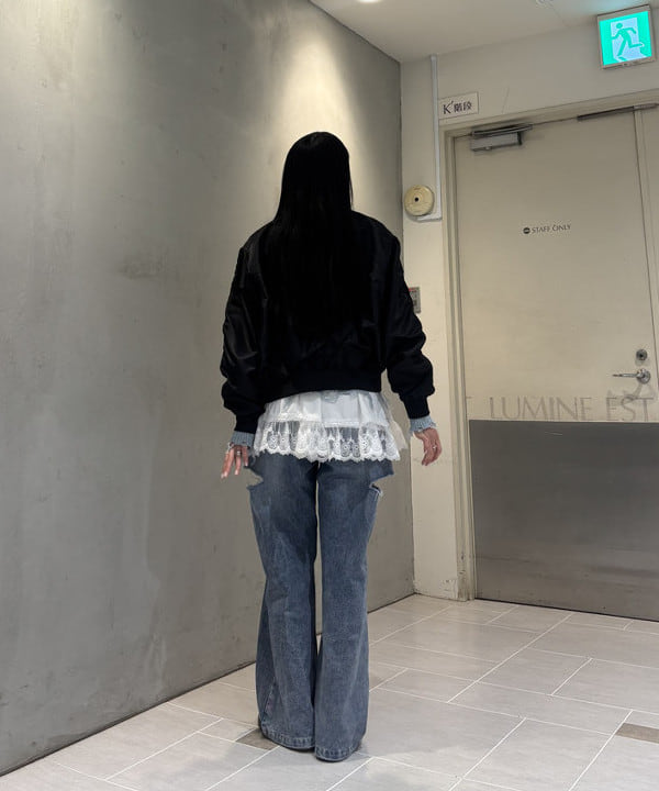 松田 陽茉莉さんの「BEAMS WOMEN｜リブ ダメージ クルーネック トップス」を使ったコーディネート