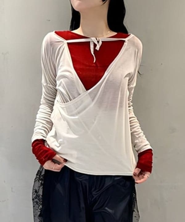 須賀さんの「BEAMS WOMEN｜maturely / トリコット シフォン レース ボクサー」を使ったコーディネート