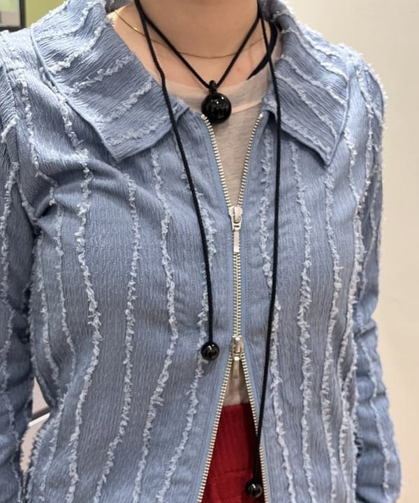 シオンさんの「BEAMS WOMEN｜ストライプ シャーリング ジップ シャツ」を使ったコーディネート