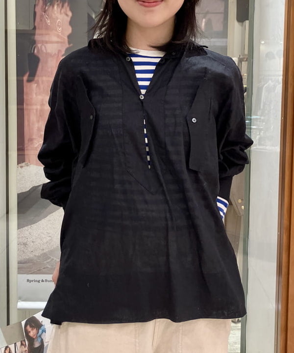 小原 もこさんの「BEAMS WOMEN｜BEAMS BOY / フライス 1cm ボーダー」を使ったコーディネート