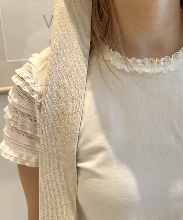 ナカノ アイさんの「BEAMS WOMEN｜ボーダー レース スリーブ Tシャツ」を使ったコーディネート