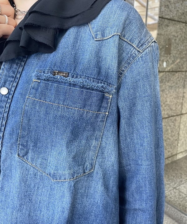 田中 里実さんの「BEAMS WOMEN｜【別注】Lee / ダメージ & リペア ウエスタン シャツ」を使ったコーディネート