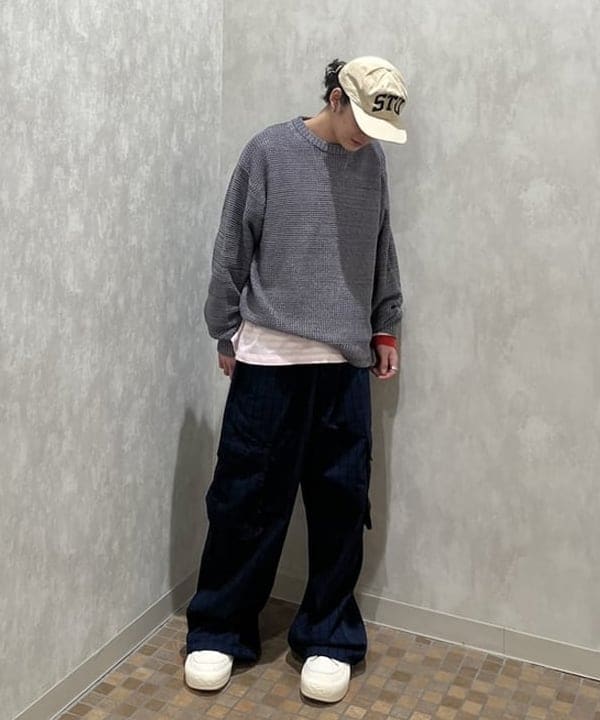 菊田 悠さんの「BEAMS WOMEN｜ヘザー メッシュ クルーネックニット」を使ったコーディネート
