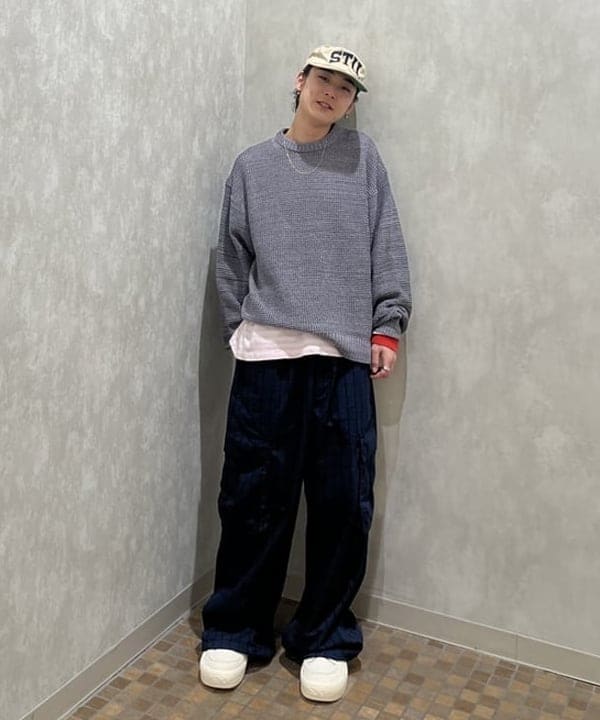 菊田 悠さんの「BEAMS WOMEN｜ヘザー メッシュ クルーネックニット」を使ったコーディネート