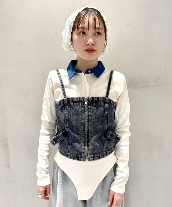 カタヤマ アヤさんの「BEAMS WOMEN｜【別注】PENNEY'S / ボディスーツ ヘンリーネック トップス」を使ったコーディネート