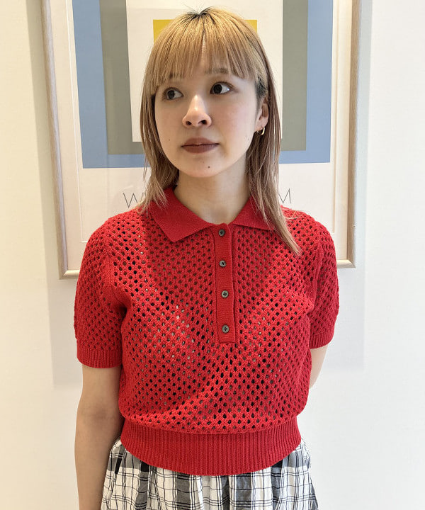 ナカノ アイさんの「BEAMS WOMEN｜メッシュ ニット ポロシャツ」を使ったコーディネート