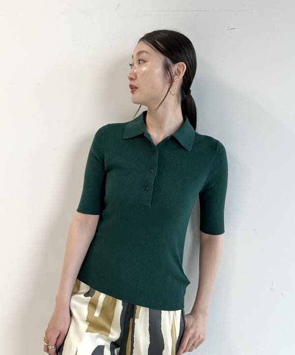 隈元 楓さんの「BEAMS WOMEN｜ハーフスリーブ ポロニット」を使ったコーディネート