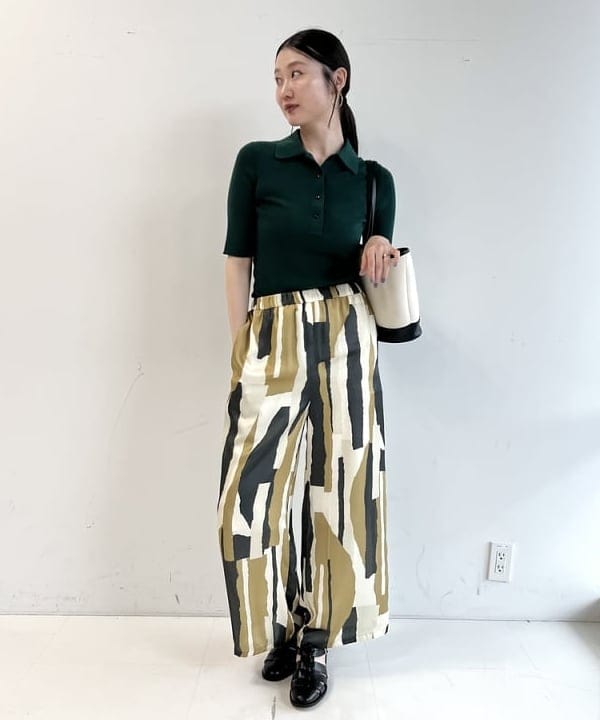 隈元 楓さんの「BEAMS WOMEN｜ハーフスリーブ ポロニット」を使ったコーディネート