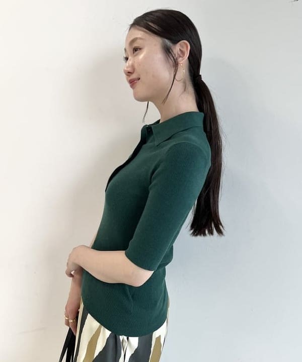 隈元 楓さんの「BEAMS WOMEN｜ハーフスリーブ ポロニット」を使ったコーディネート
