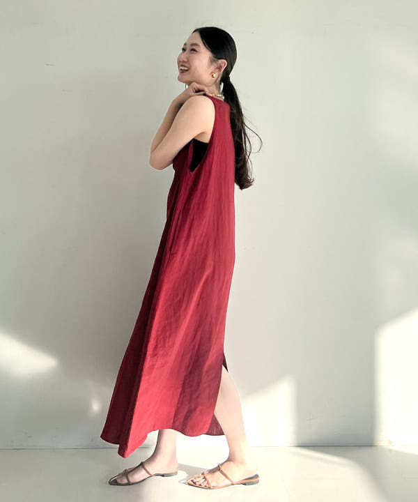 隈元 楓さんの「BEAMS WOMEN｜リネン 2WAY ワンピース .M」を使ったコーディネート