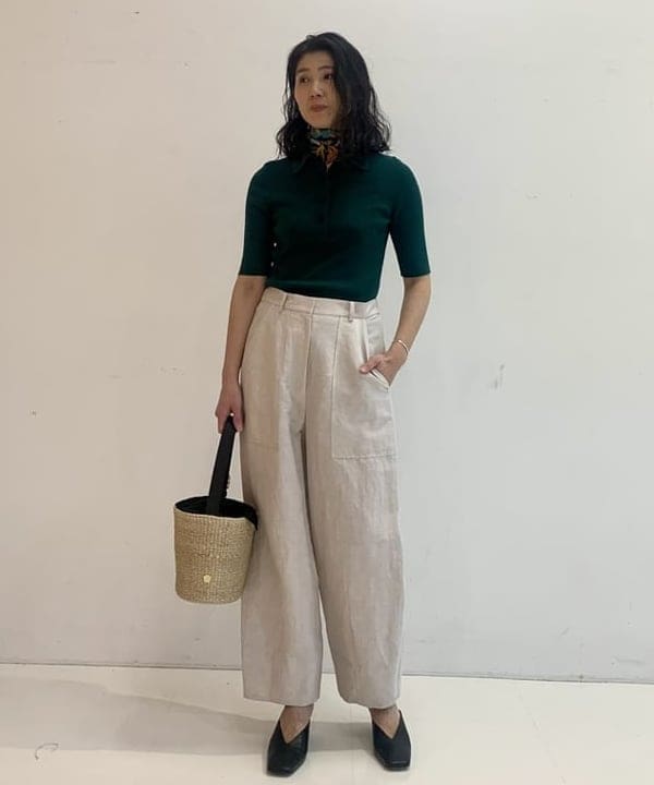 松元 晴佳さんの「BEAMS WOMEN｜ハーフスリーブ ポロニット」を使ったコーディネート