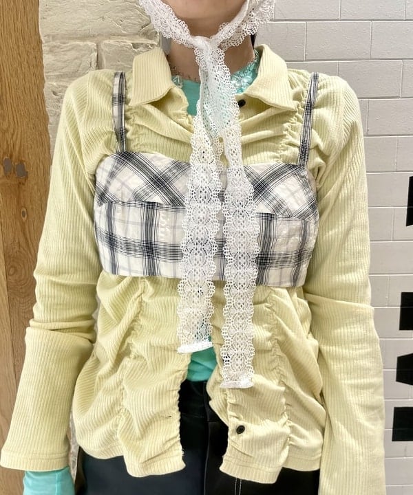 カタヤマ アヤさんの「BEAMS WOMEN｜チェック ビスチェ」を使ったコーディネート