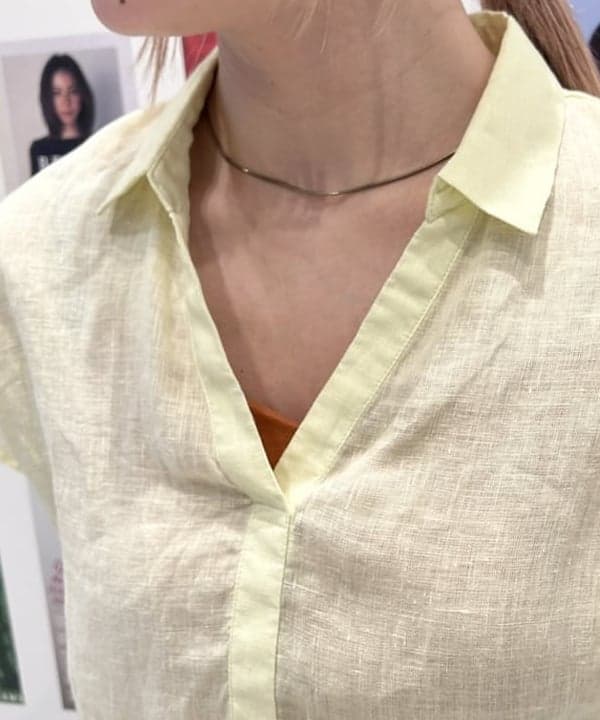 ナカノ アイさんの「BEAMS WOMEN｜リネン フレンチスリーブ スキッパー シャツ」を使ったコーディネート