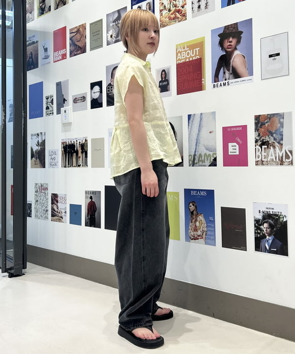 ナカノ アイさんの「BEAMS WOMEN｜リネン フレンチスリーブ スキッパー シャツ」を使ったコーディネート