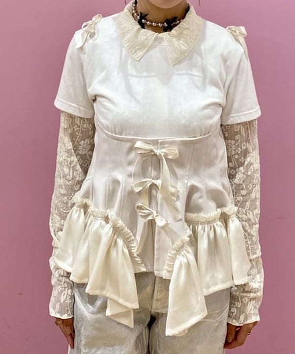 榎本 葵さんの「BEAMS WOMEN｜プリーツ レース シャツ」を使ったコーディネート