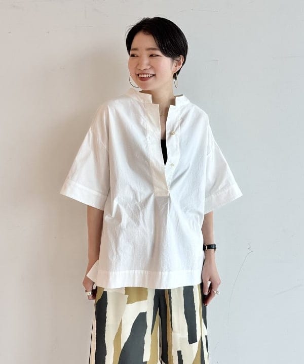 SANOさんの「BEAMS WOMEN｜ドロップショルダー スキッパーシャツ」を使ったコーディネート