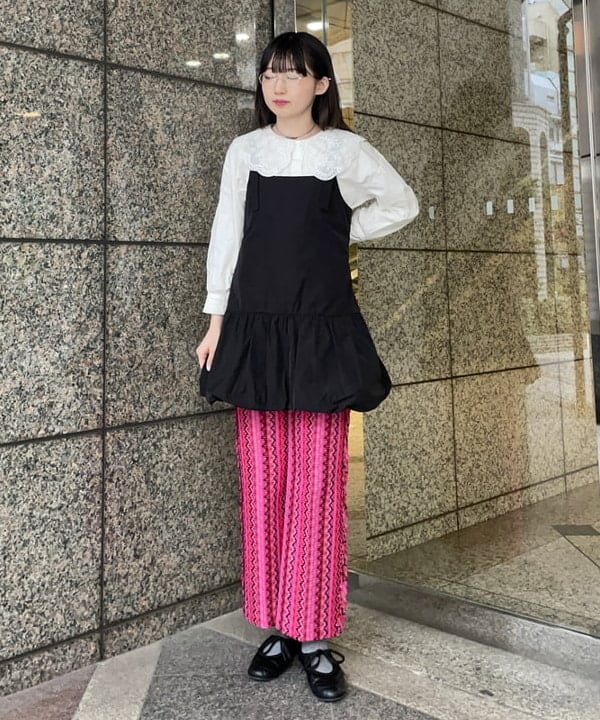 加歩さんの「BEAMS WOMEN｜タフタ バルーン ミニ ワンピース」を使ったコーディネート