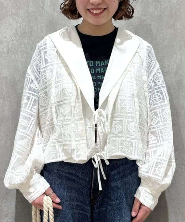 アベアミさんの「BEAMS WOMEN｜ボーイ マリン レース シャツ」を使ったコーディネート