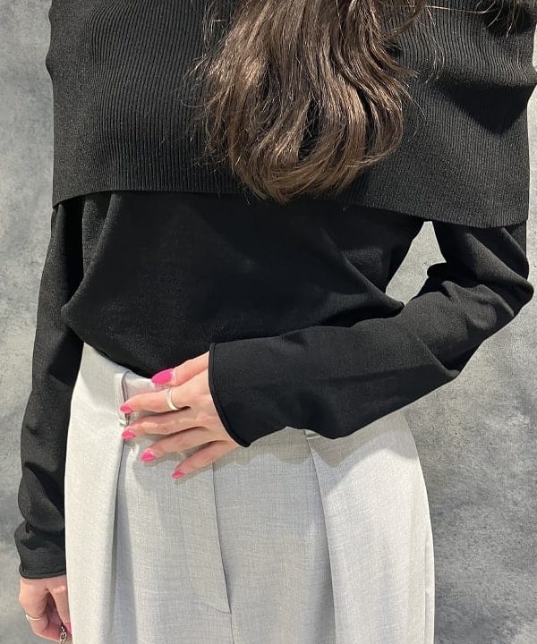 nodokaさんの「BEAMS WOMEN｜オフショルダー プルオーバーニット」を使ったコーディネート
