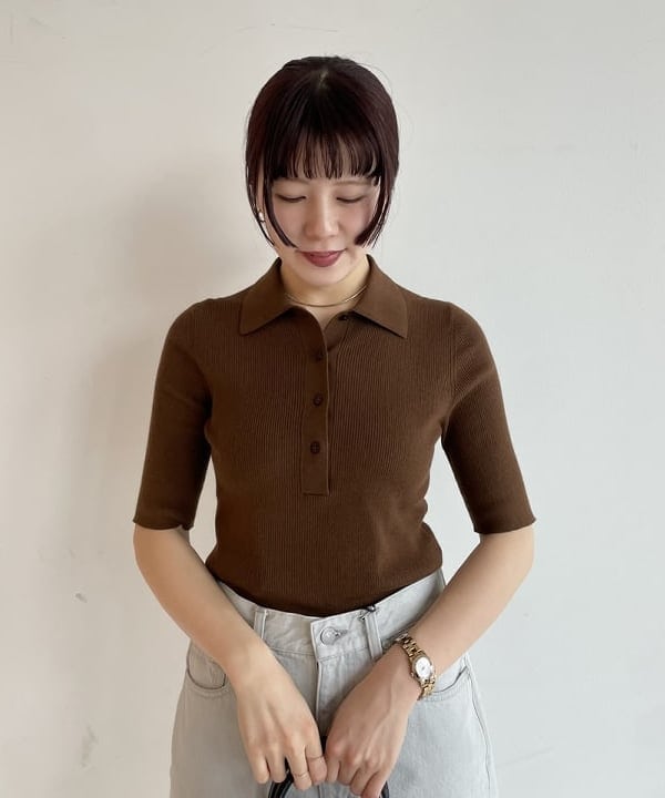 SAKAIさんの「BEAMS WOMEN｜ハーフスリーブ ポロニット」を使ったコーディネート