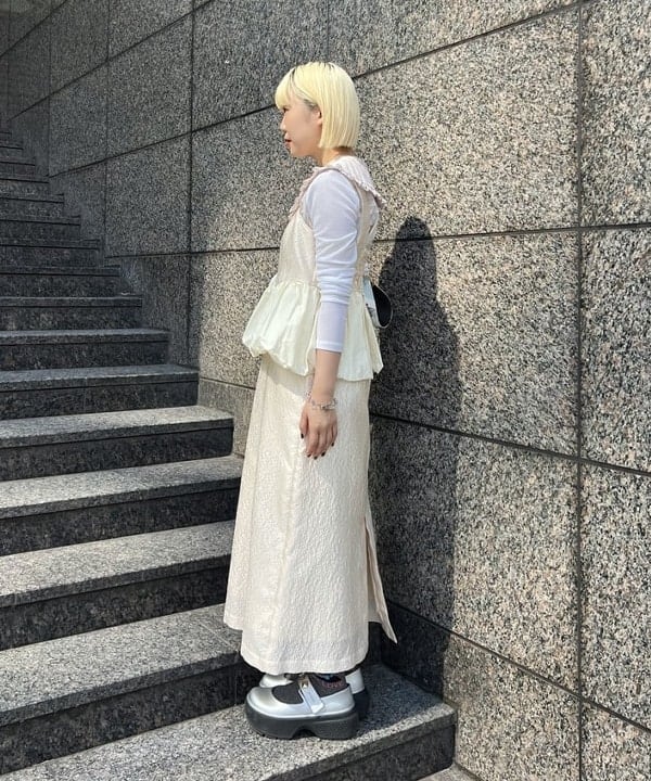 あさひさんの「BEAMS WOMEN｜バルーン ペプラム ワンピース」を使ったコーディネート