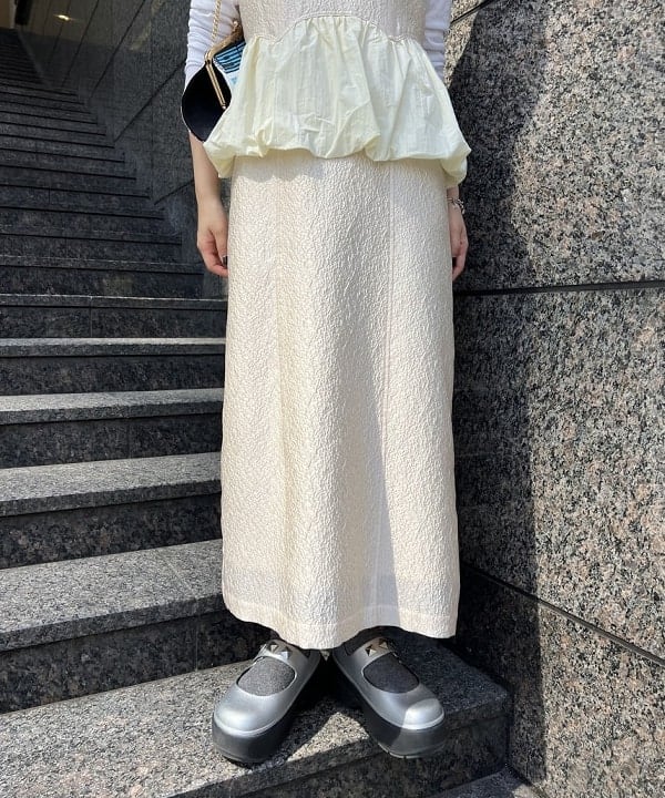あさひさんの「BEAMS WOMEN｜バルーン ペプラム ワンピース」を使ったコーディネート