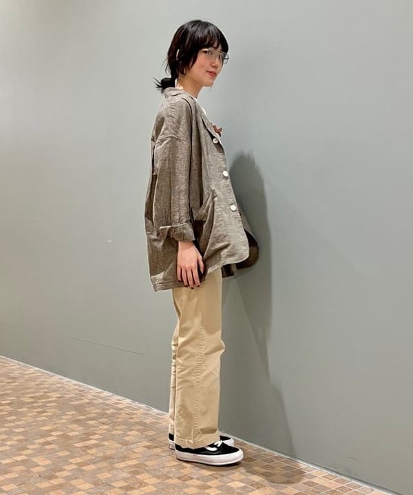 小原 もこさんの「BEAMS WOMEN｜ストライプ チェック ビッグ ジャケット」を使ったコーディネート
