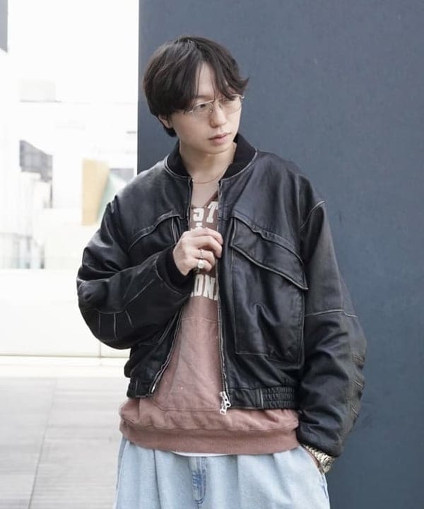 SUDOさんの「BEAMS WOMEN｜ユーズド加工 レザー ショートブルゾン」を使ったコーディネート