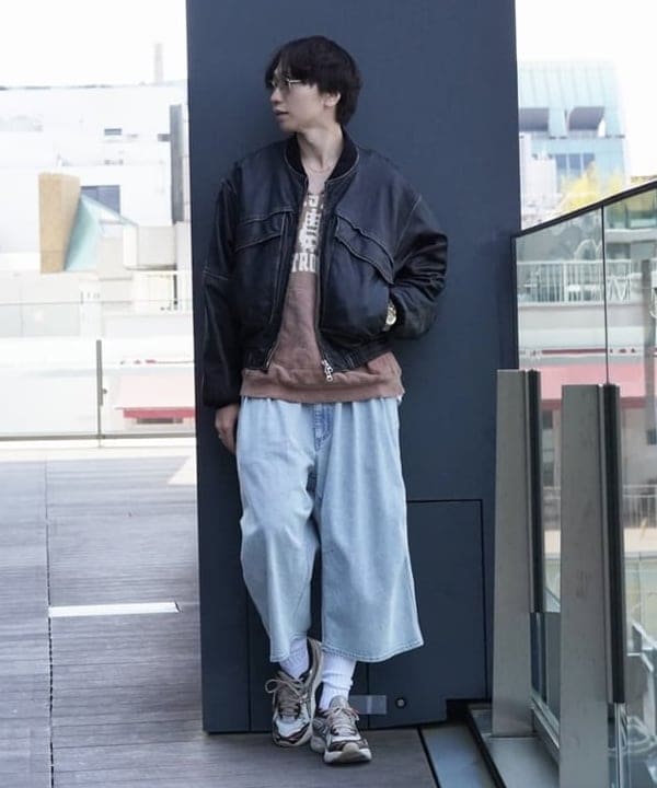 SUDOさんの「BEAMS WOMEN｜ユーズド加工 レザー ショートブルゾン」を使ったコーディネート